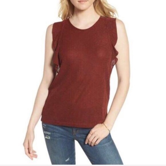 Madewell Metallic Ruffle Tank Top x 2 - Picture 2 of 7